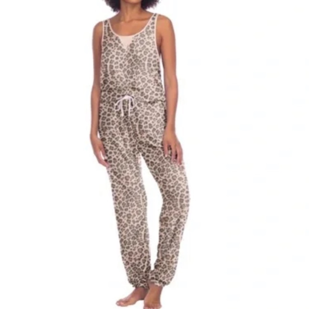 Honeydew Intimates Just Chillin Jumpsuit in Natural Leopard NWT Size XL